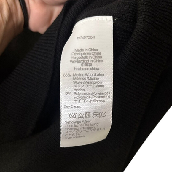 Madewell Black Merino Wool Mockneck Sweater S Puff Sleeve Ruffle Hem NWT - Picture 8 of 8